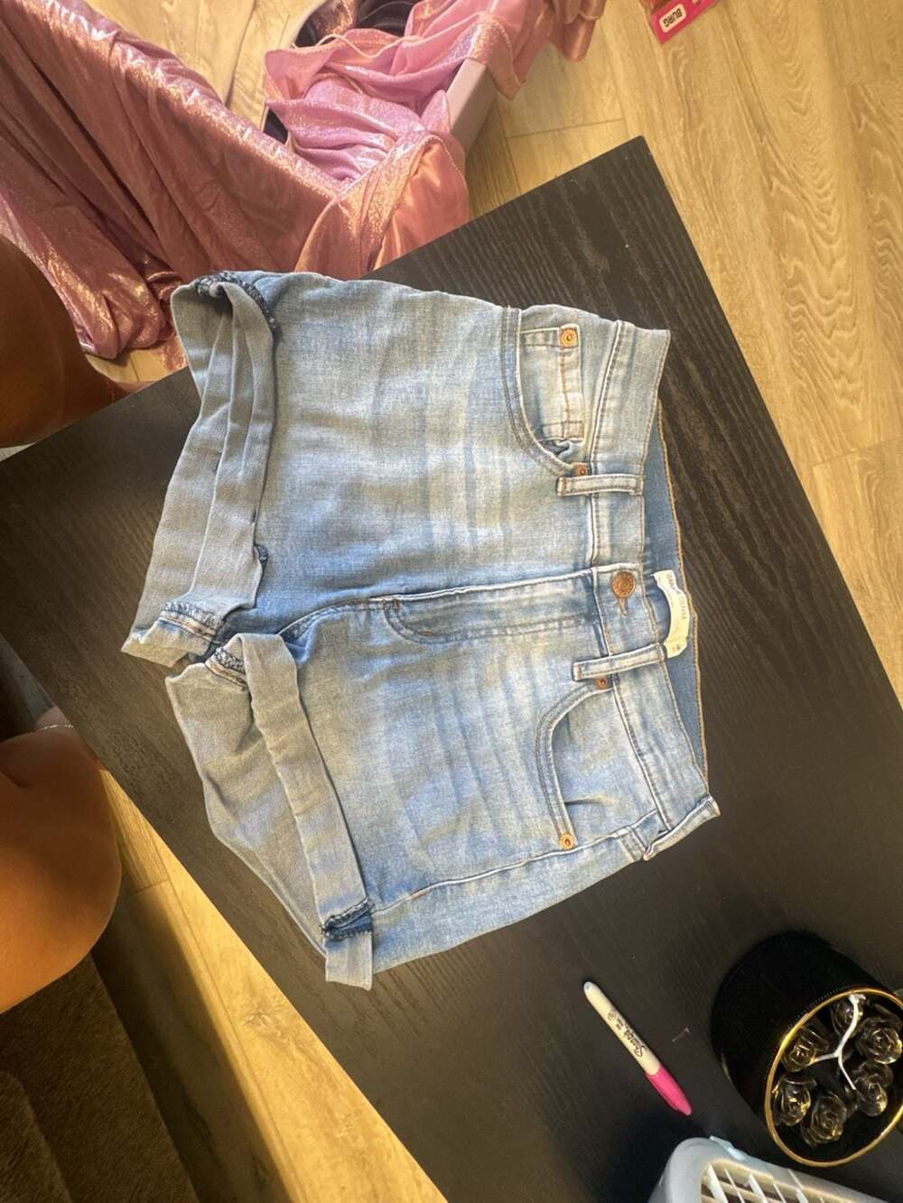 Garage Denim High Rise Shorts Size 27 Light Wash Cuffed
